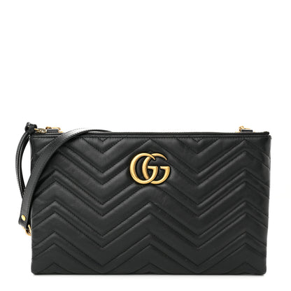 Gucci Calfskin Matelasse GG Marmont Double Zip Chain Bag Black 1 of 11