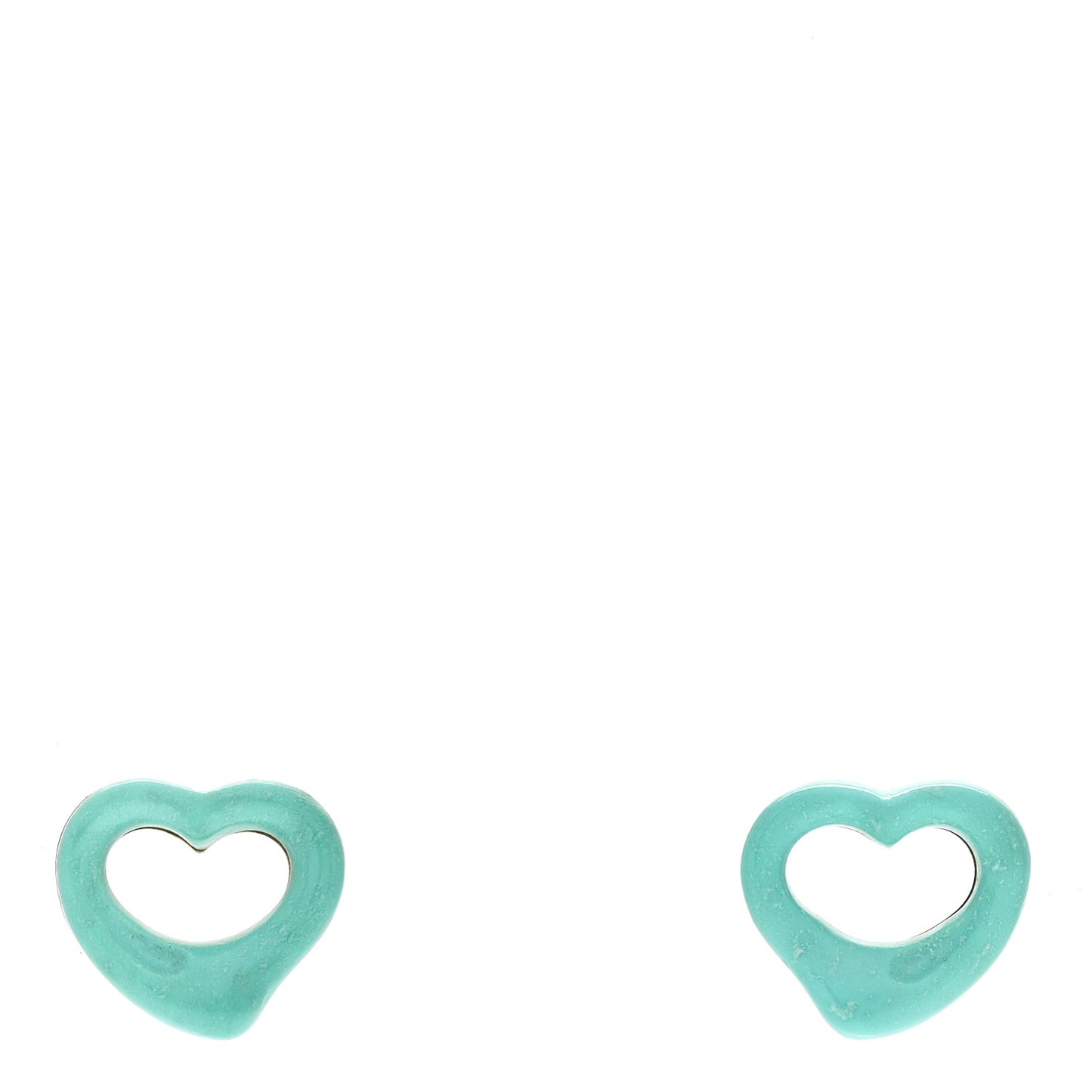 18K Yellow Gold Turquoise Elsa Peretti Open Heart Earrings