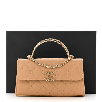 Chanel Caviar Quilted Chain Match Top Handle Phone Holder With Chain Beige 11 of 11