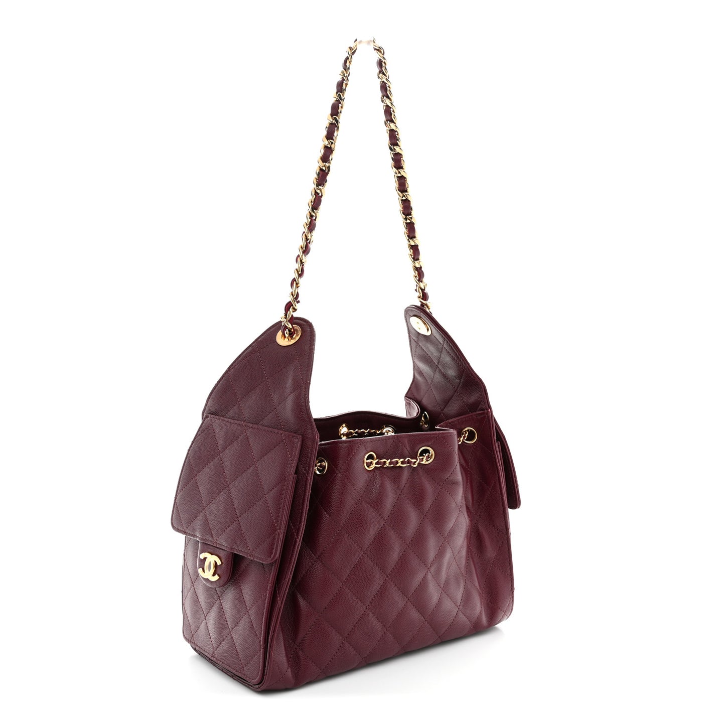 Caviar Quilted Small Chanel 25 Handbag Burgundy