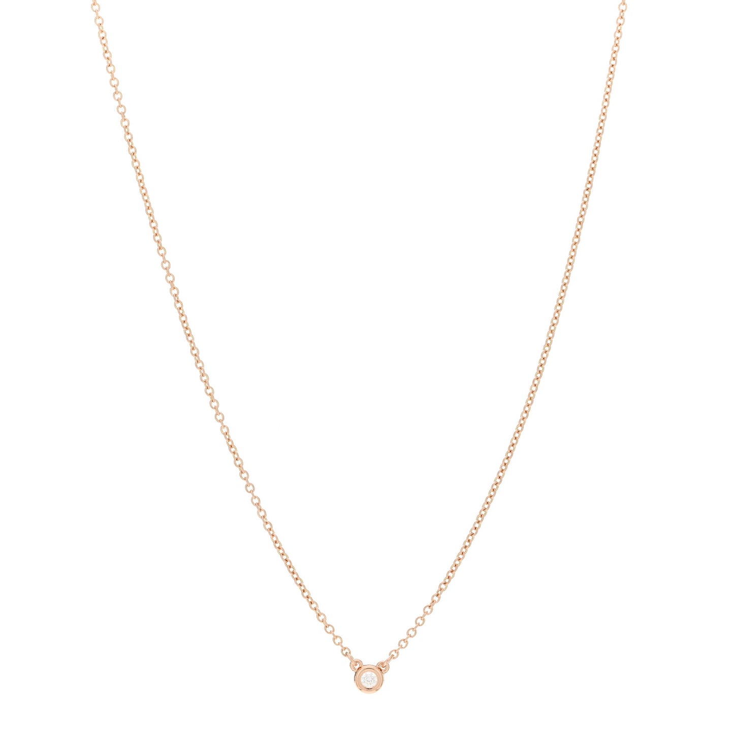 18K Rose Gold Diamond .03ct Elsa Peretti Diamonds by the Yard Pendant Necklace