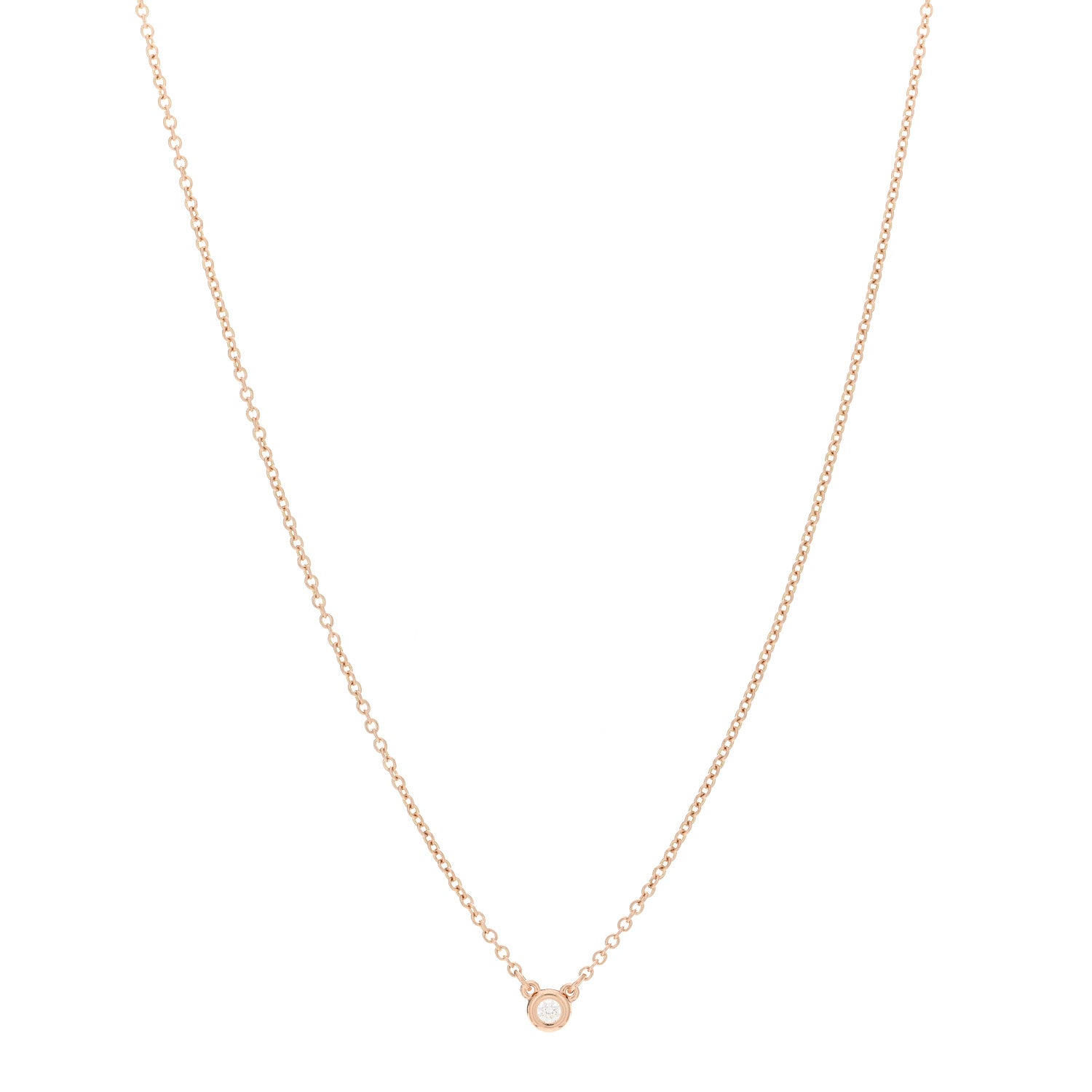 Tiffany 18K Rose Gold Diamond .03ct Elsa Peretti Diamonds by the Yard Pendant Necklace 1 of 4
