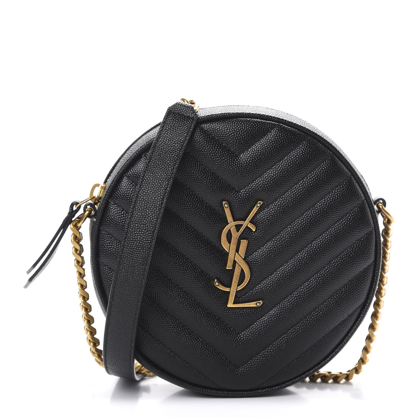 Grain De Poudre Matelasse Chevron Quilted Round Vinyle Camera Bag Black