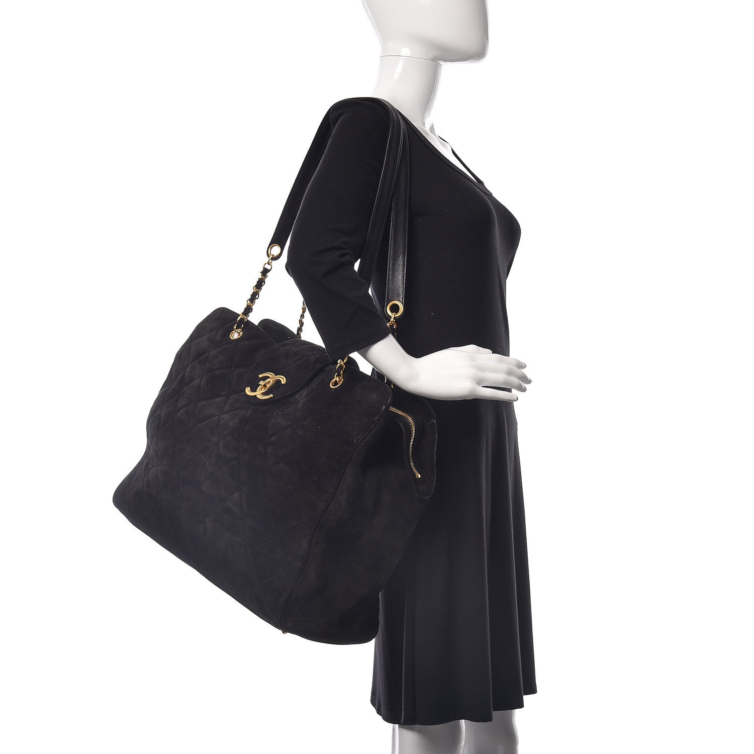 Chanel Suede Quilted XL Weekender Bag Black 2 of 21