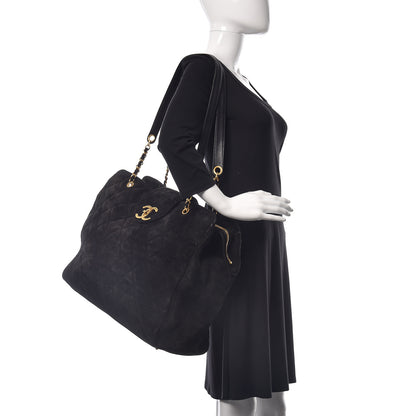 Chanel Suede Quilted XL Weekender Bag Black 2 of 21
