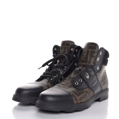 Fendi Zucca Spalmati Hiker Boots 10 Brown Black 3 of 11