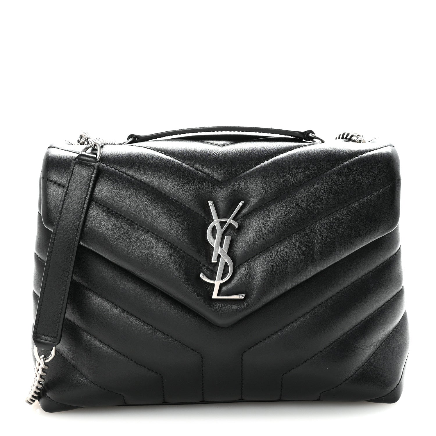 Saint Laurent Calfskin Y Quilted Monogram Small Loulou Chain Satchel Black 1 of 9