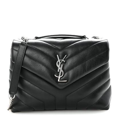 Saint Laurent Calfskin Y Quilted Monogram Small Loulou Chain Satchel Black 1 of 9
