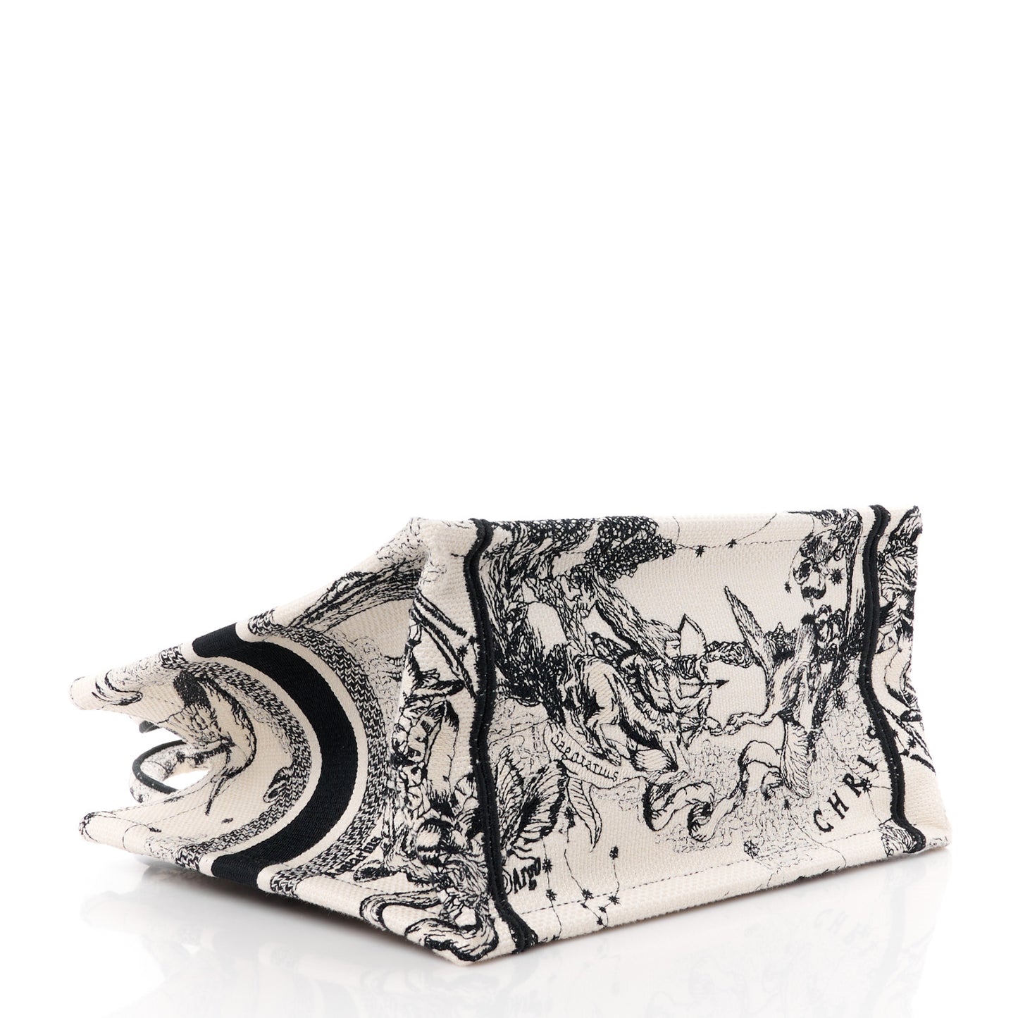 Canvas Embroidered Small Zodiac Toile De Jouy Book Tote Latte