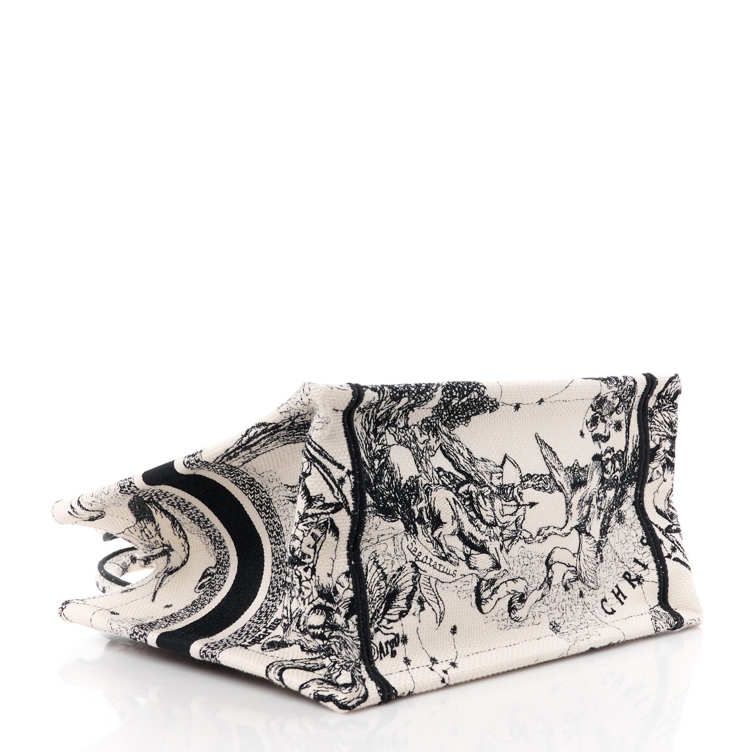Christian Dior Canvas Embroidered Small Zodiac Toile De Jouy Book Tote Latte 4 of 12