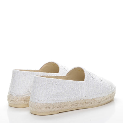 Chanel Tweed Patent CC Espadrilles 37 White 4 of 10