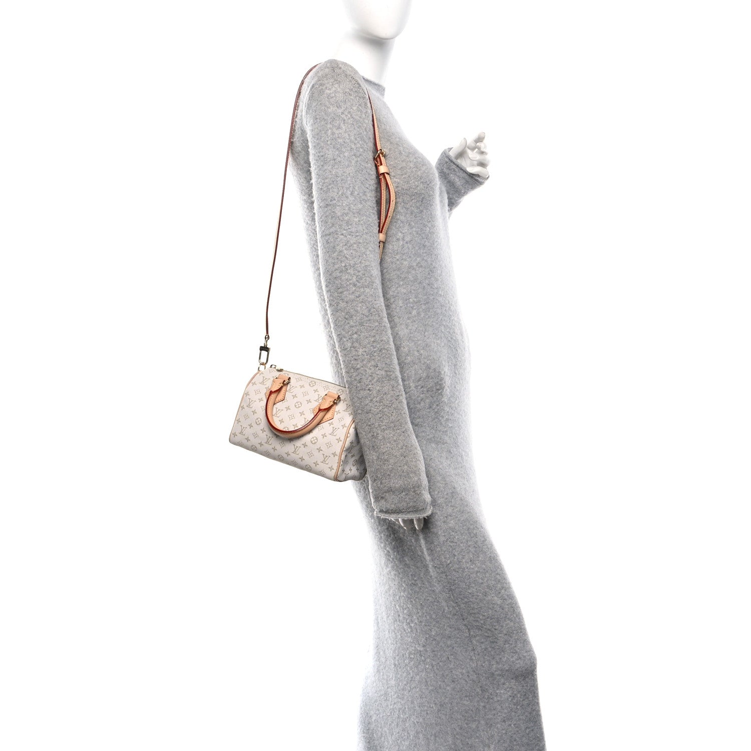 Louis Vuitton Monogram Mini Jacquard Speedy Bandouliere 20 Mastic Cream 2 of 9
