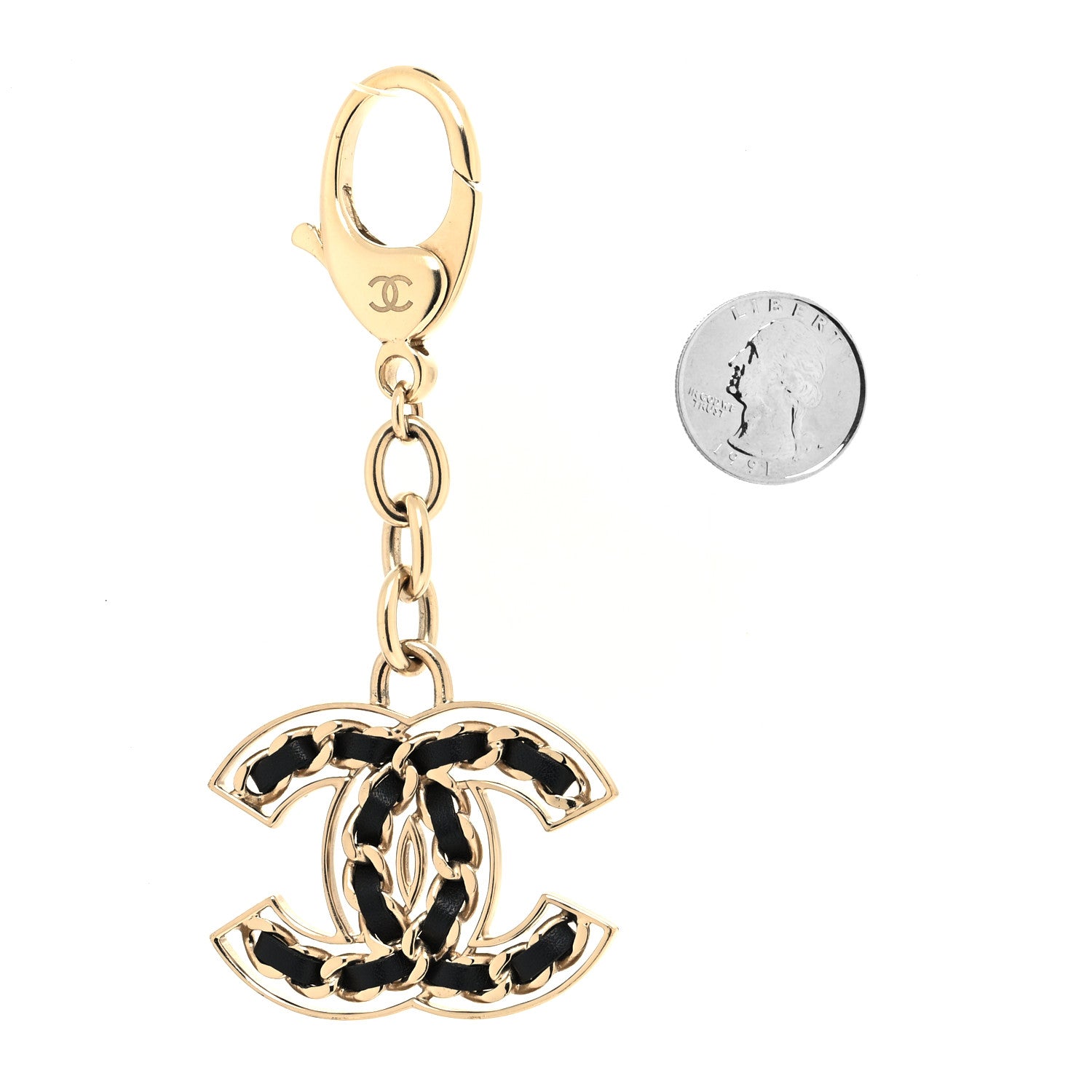 Chanel Lambskin CC Chain Keychain Black Gold 2 of 3
