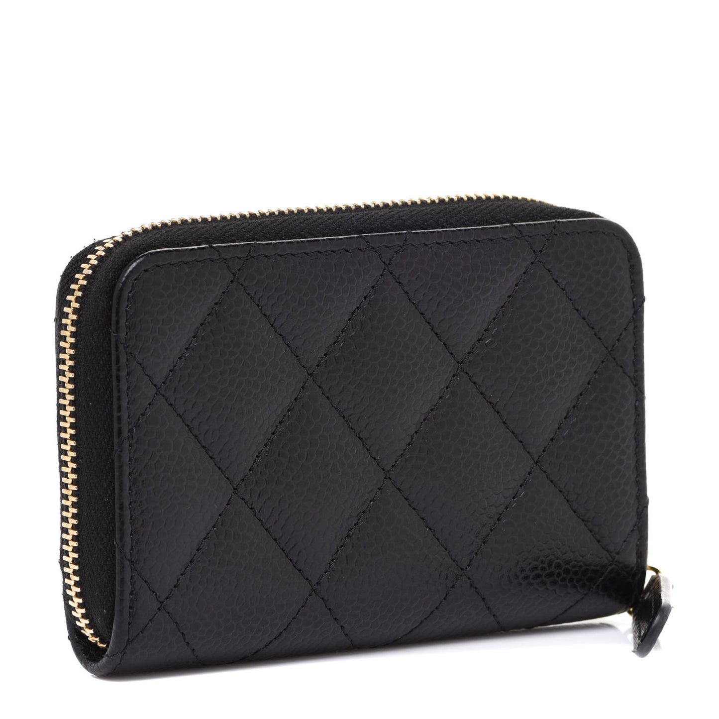 Caviar Quilted Zip Coin Purse Black