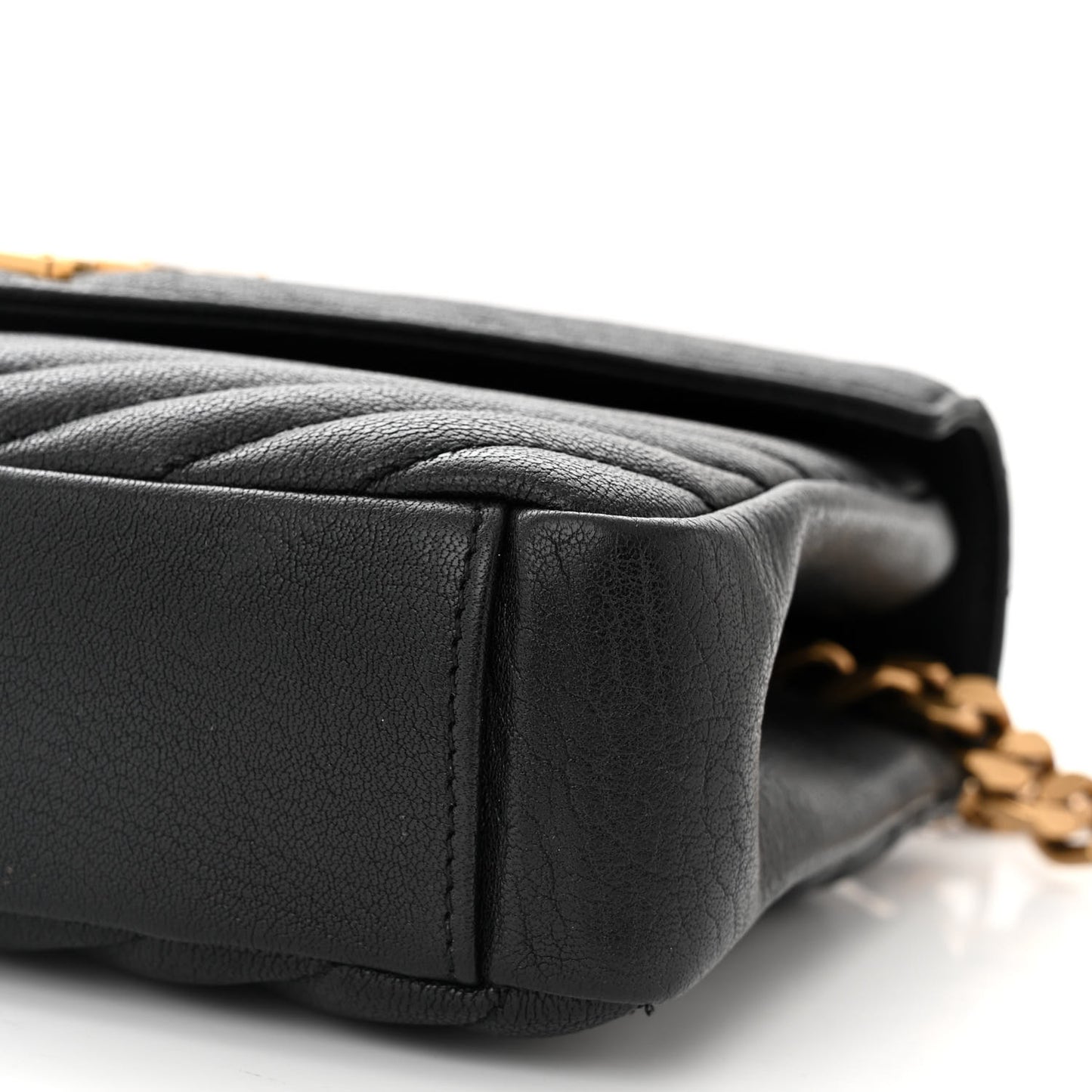 Sheepskin Matelasse Chevron Monogram Medium College Bag Black
