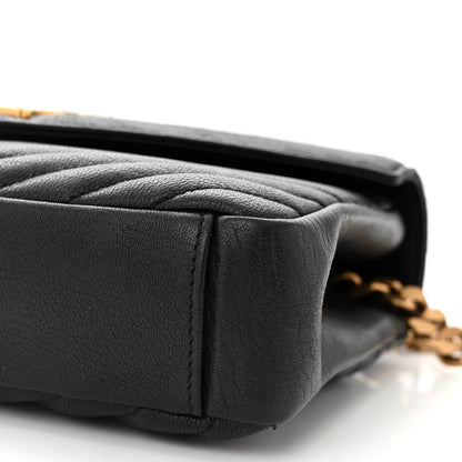 Saint Laurent Sheepskin Matelasse Chevron Monogram Medium College Bag Black 10 of 11