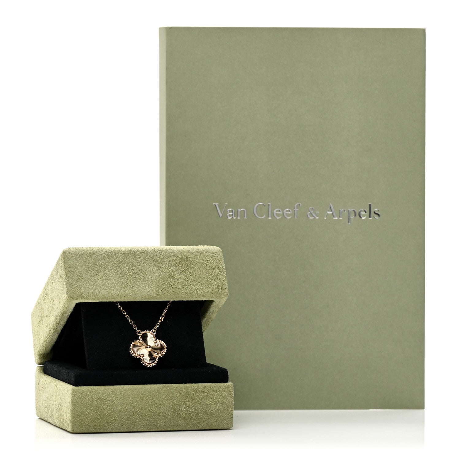 Van Cleef & Arpels 18K Yellow Gold Guilloché Vintage Alhambra Pendant Necklace 6 of 6