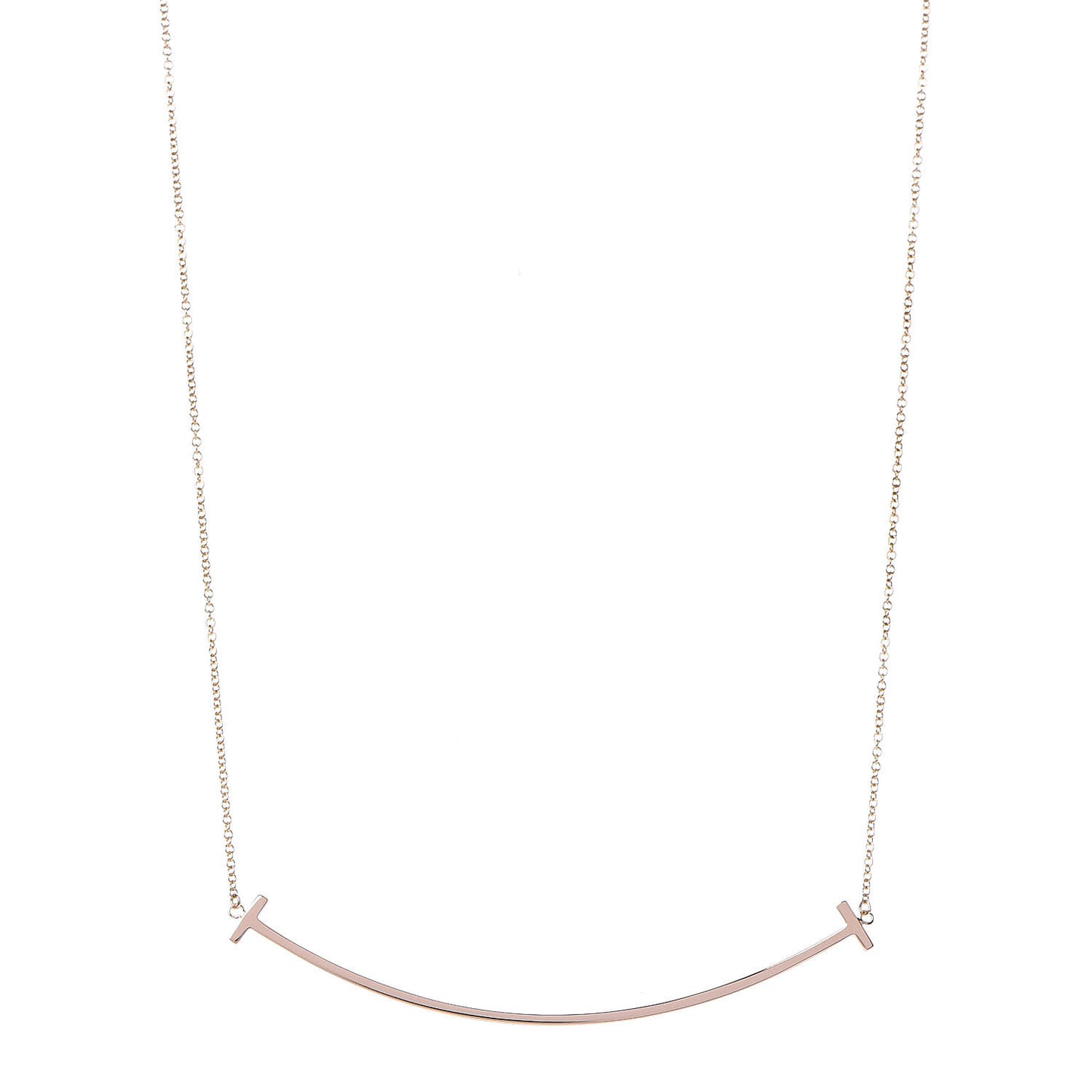 18K Yellow Gold Large T Smile Pendant Necklace