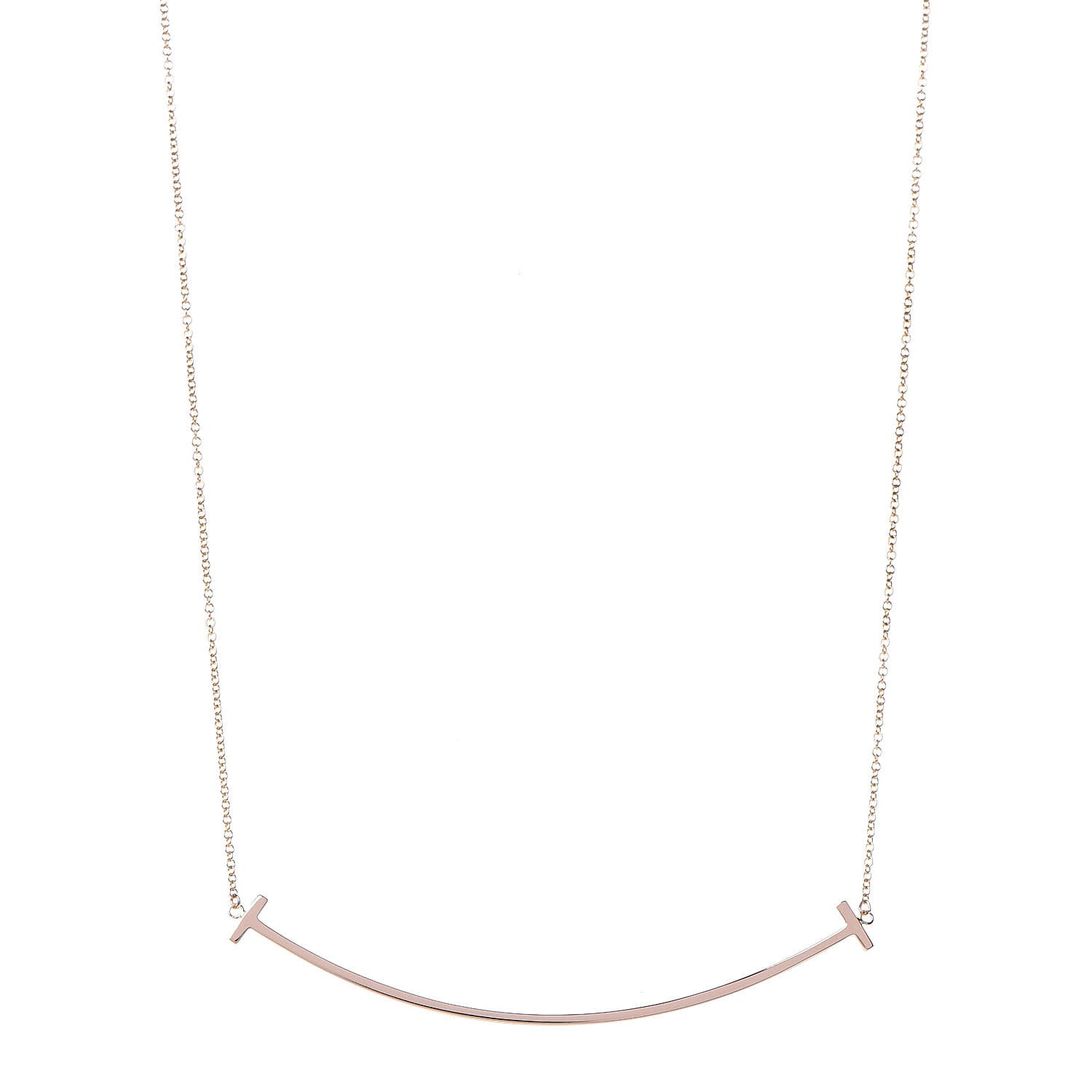 Tiffany 18K Yellow Gold Large T Smile Pendant Necklace 1 of 5