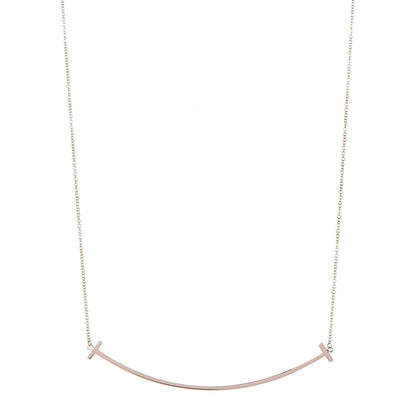 Tiffany 18K Yellow Gold Large T Smile Pendant Necklace 1 of 5