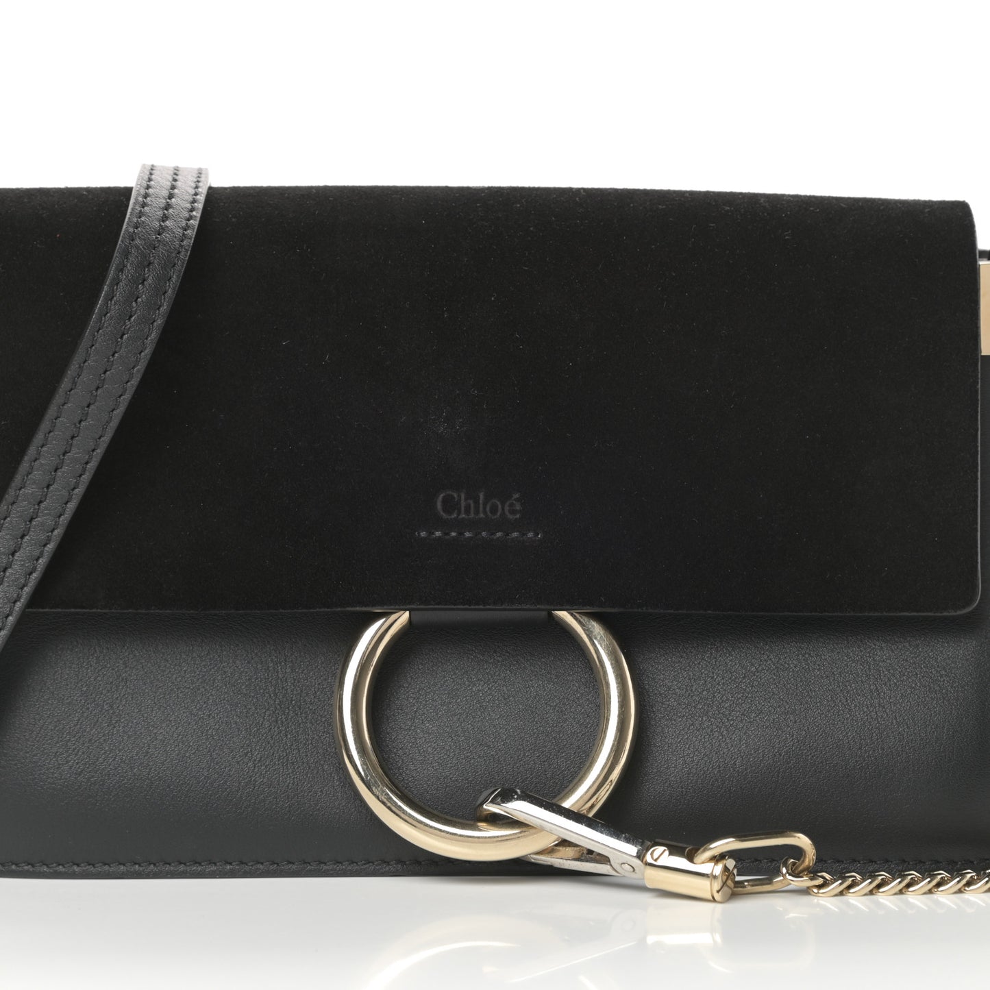 Suede Calfskin Small Faye Shoulder Bag Black