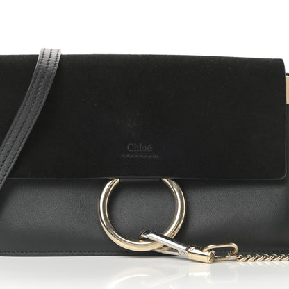Chloe Suede Calfskin Small Faye Shoulder Bag Black 8 of 14
