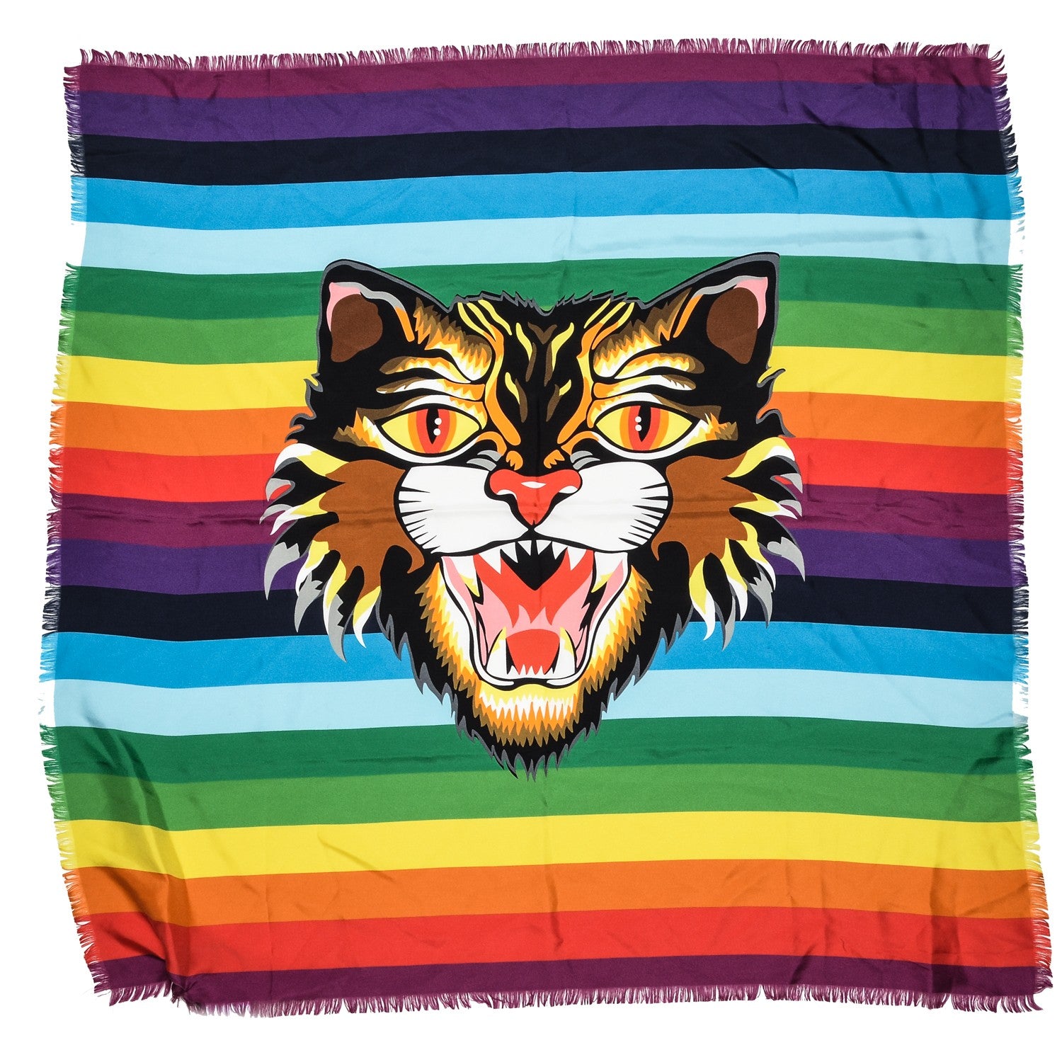 Gucci Silk Angry Cat Foulard Square Scarf Scarf Multicolor 1 of 6