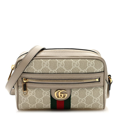 Gucci GG Supreme Monogram Textured Dollar Calfskin Mini Ophidia Shoulder Bag Beige Mystic White Oatmeal 1 of 9