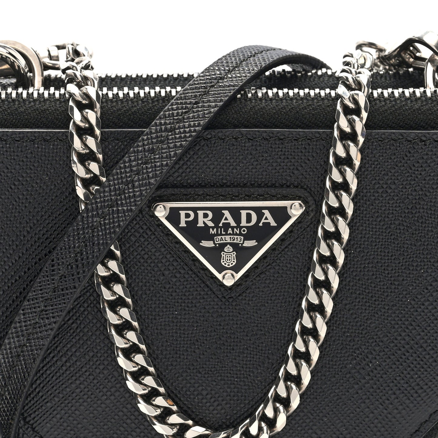 Saffiano Mini Triangle Crossbody Pouch Black