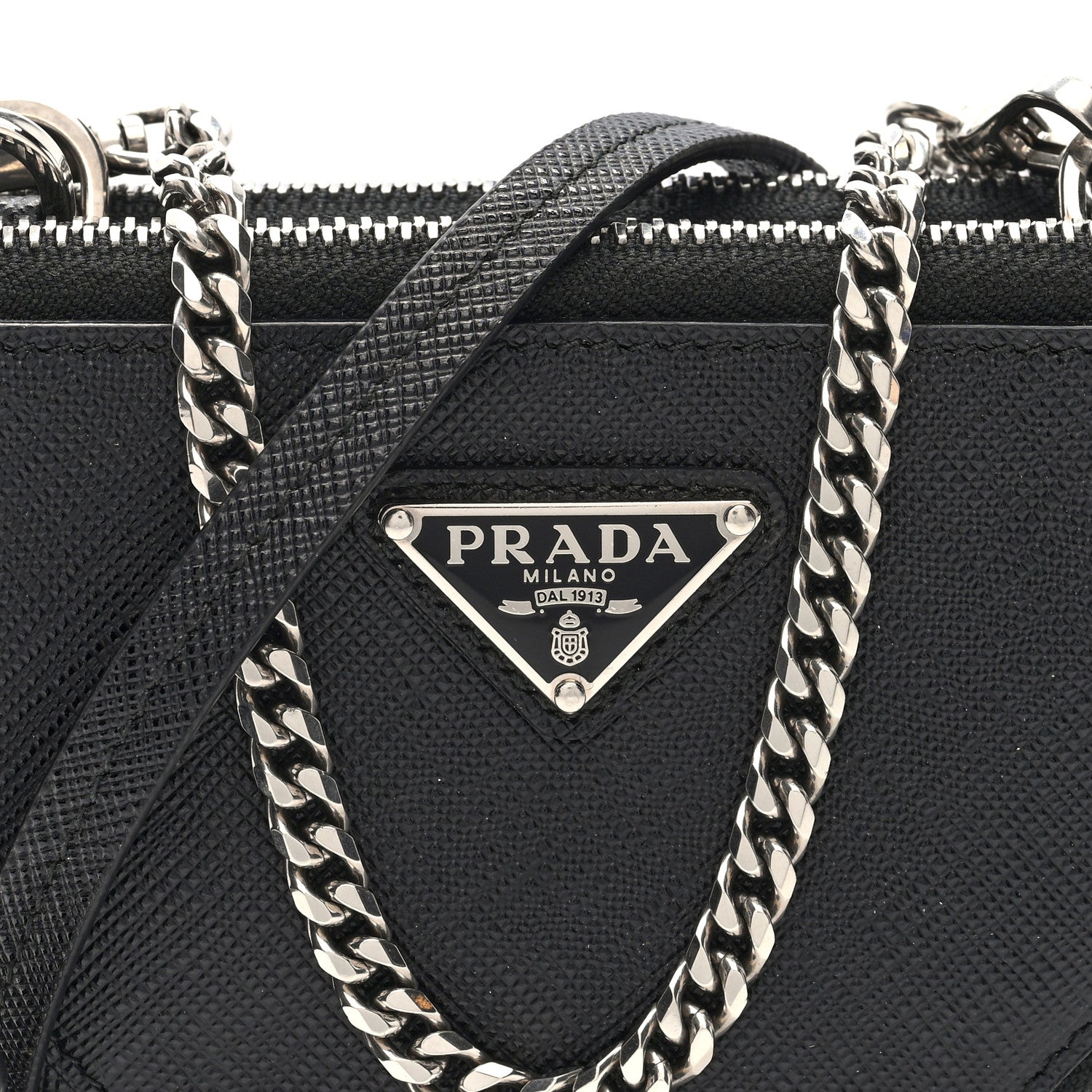 Prada Saffiano Mini Triangle Crossbody Pouch Black 8 of 10