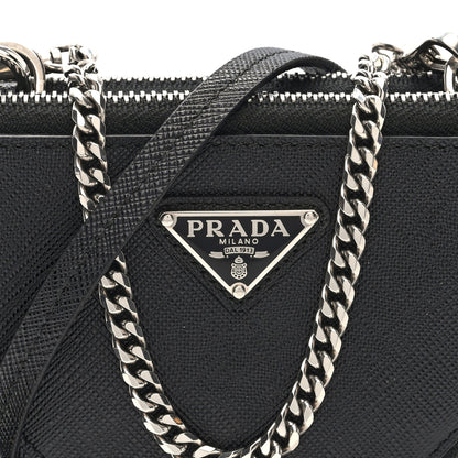 Prada Saffiano Mini Triangle Crossbody Pouch Black 8 of 10