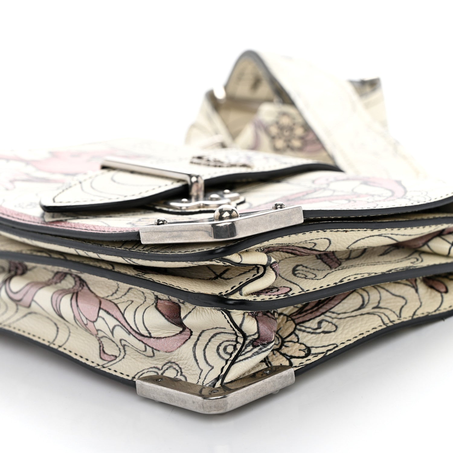 Prada X JAMES JEAN Glace Calfskin Rabbit Print Cahier Bag Opaline