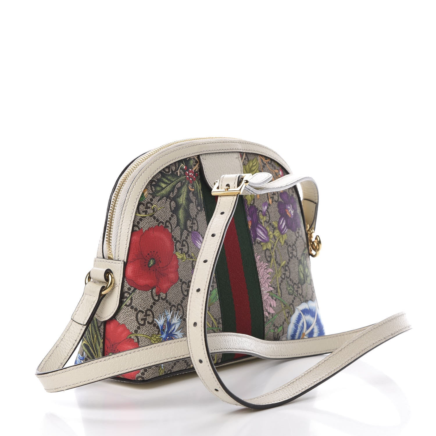 Gucci GG Supreme Monogram Flora Web GG Small Ophidia Dome Shoulder Bag White 3 of 14