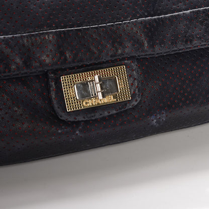 Chanel Calfskin Perforated Large Drill Flap Navy Blue 10 of 10