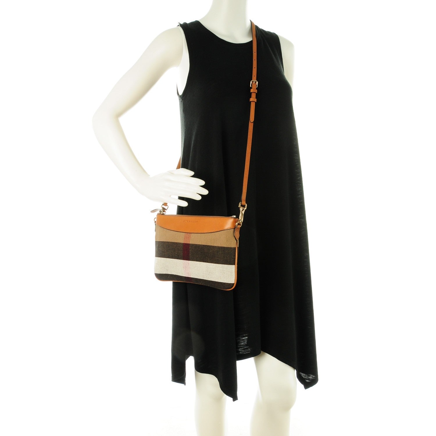 Burberry Mega Check Peyton Crossbody Clutch Bag Saddle Brown 2 of 8