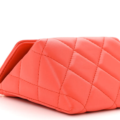 Chanel Lambskin Pearl Quilted Flap Clutch With Chain Coral 10 of 12