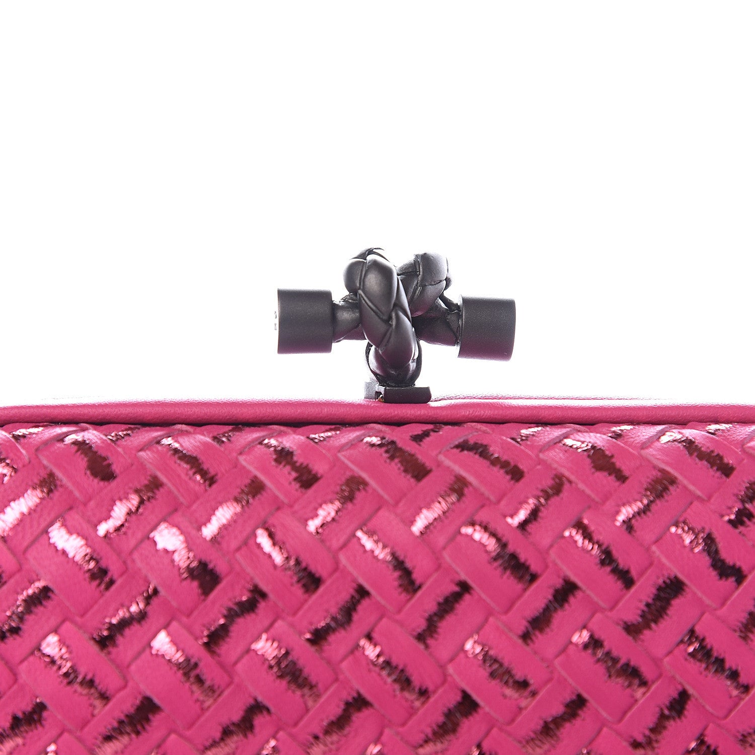Bottega Veneta Nappa Intrecciato Metallic Placcato Knot Clutch Rose Shock 9 of 9