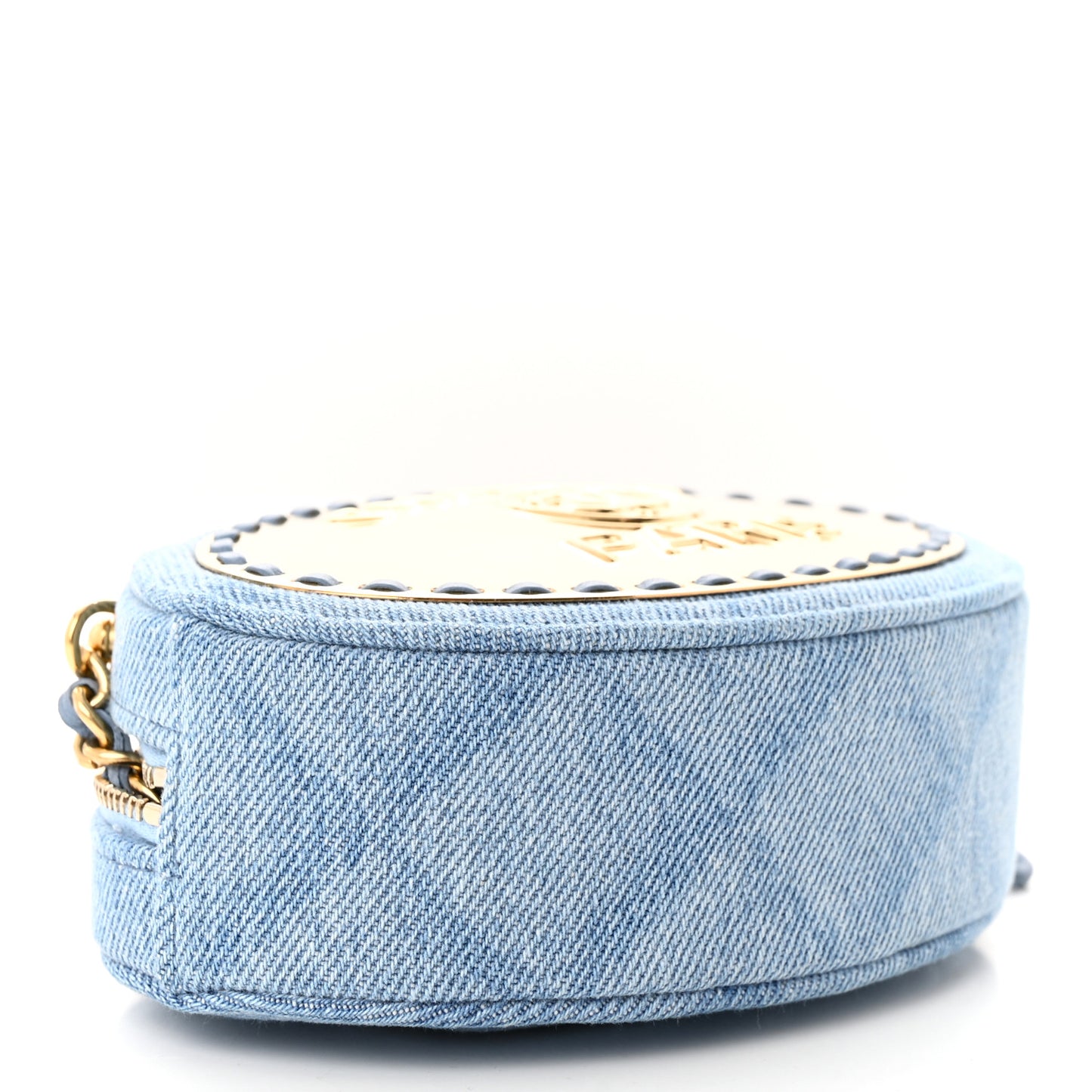 Denim Printed Chain Clutch Dark Blue