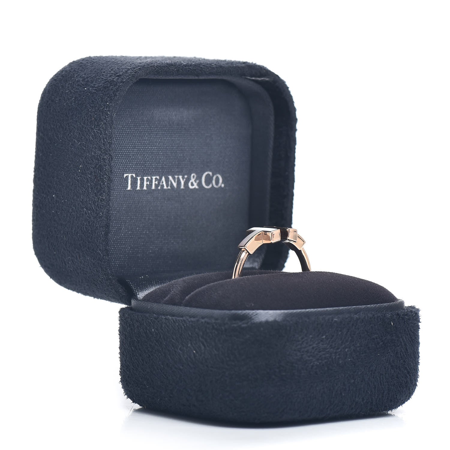 Tiffany 18K Rose Gold Diamond Mother of Pearl T Wire Ring 52 6 6 of 6