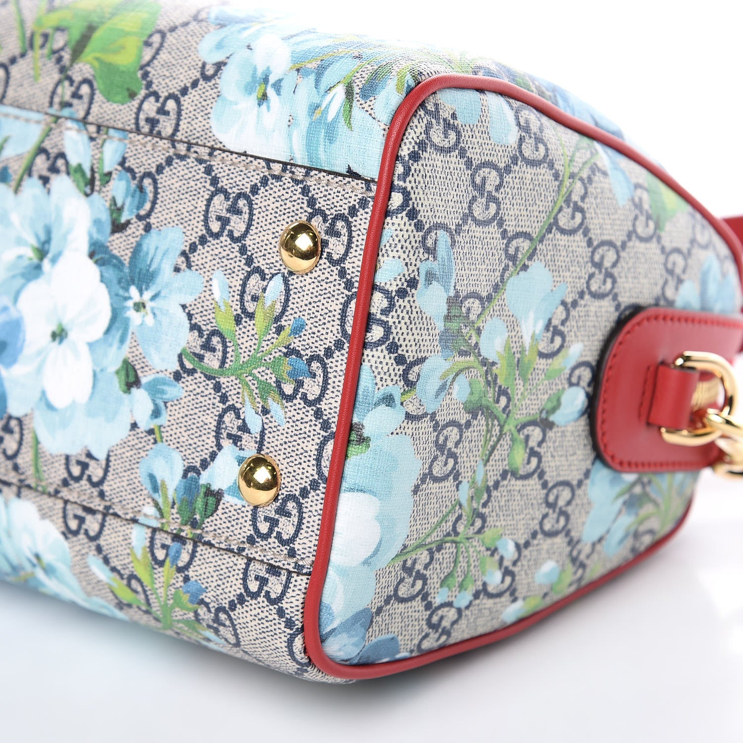 Gucci GG Supreme Monogram Blooms Small Boston Beige Blue Navy Hibiscus Red 9 of 9