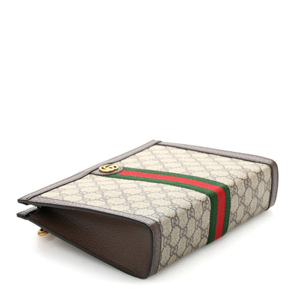 Gucci GG Supreme Monogram Textured Dollar Calfskin Web Small Ophidia Wristlet Pouch Beige Ebony New Acero 4 of 10