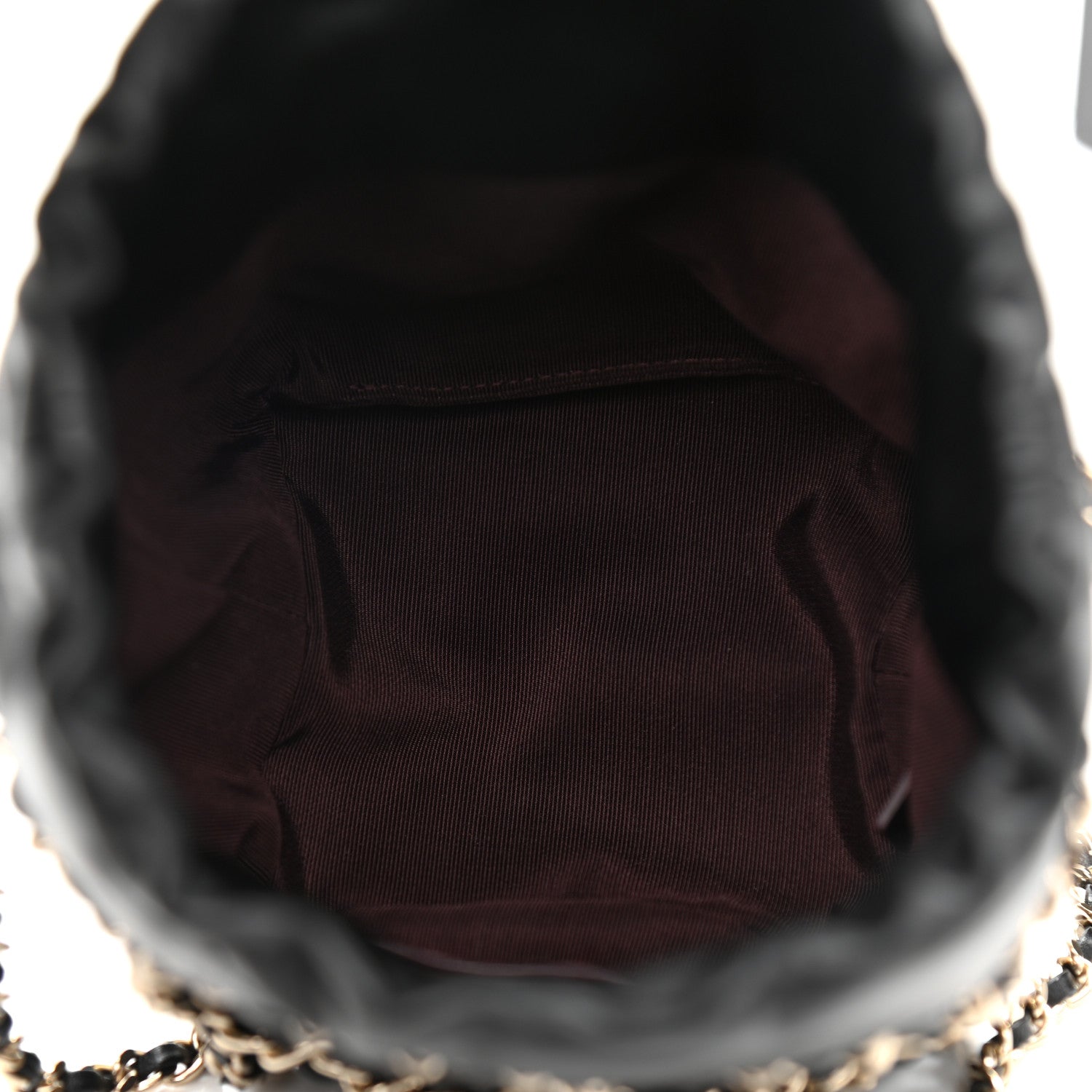 Chanel Lambskin Bucket Chain Drawstring Bag Black 5 of 9