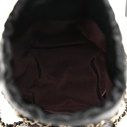 Chanel Lambskin Bucket Chain Drawstring Bag Black 5 of 9