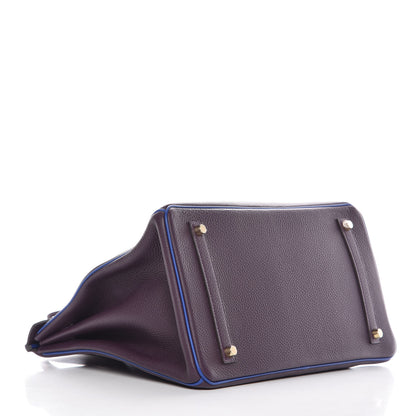 Hermes Togo Horseshoe Birkin 35 Raisin Bleu Electrique 5 of 30
