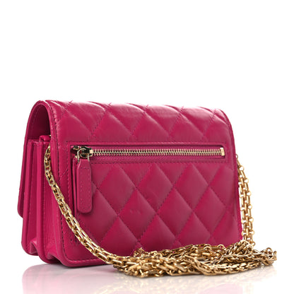 Chanel Aged Calfskin Quilted Mini Reissue Wallet On Chain WOC Fuchsia 3 of 10