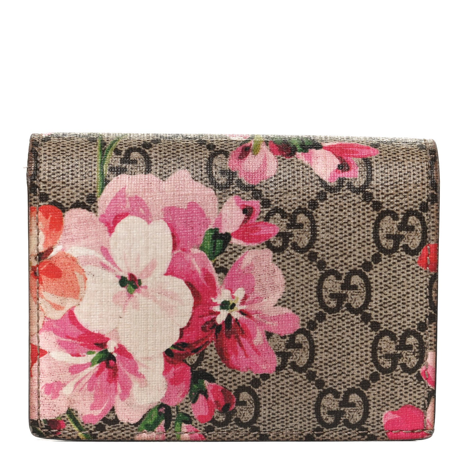 Gucci GG Supreme Monogram Blooms Card Case Beige Multicolor Dry Rose 1 of 10