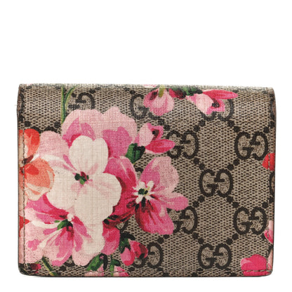 Gucci GG Supreme Monogram Blooms Card Case Beige Multicolor Dry Rose 1 of 10