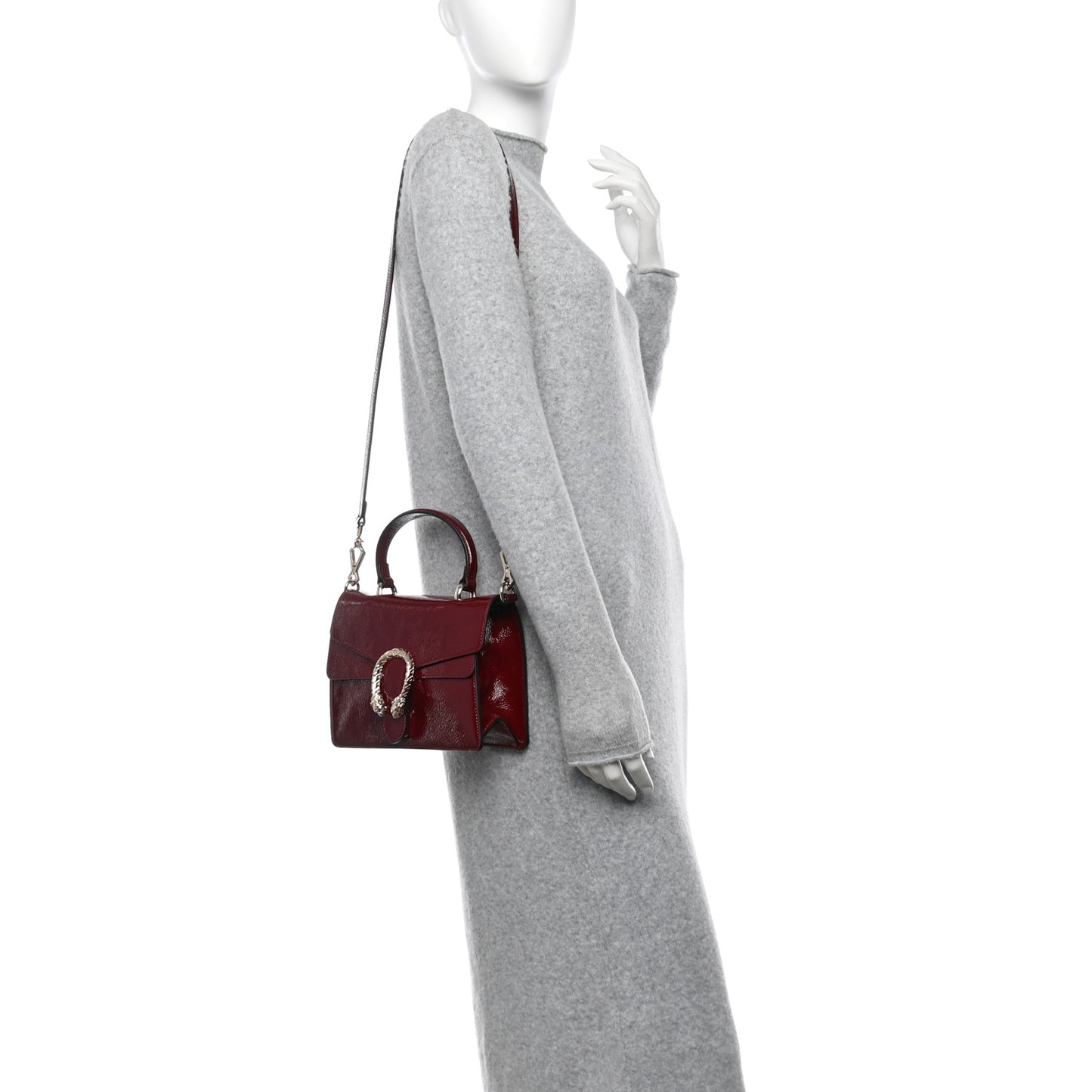 Crinkled Patent Small Dionysus Top Handle Bag Rosso Ancora Red