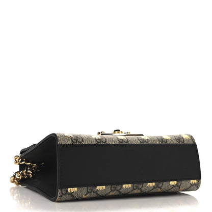 Gucci GG Supreme Monogram Bees Small Padlock Shoulder Bag Black 4 of 11
