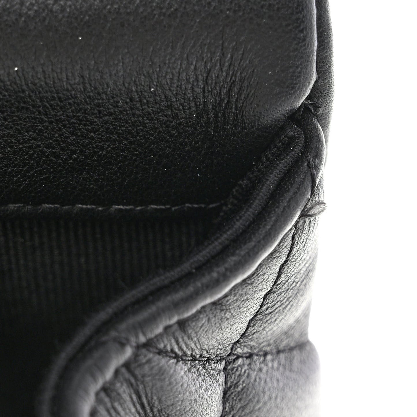 Calfskin Quilted Small Lady Handle Clutch With Chain Black